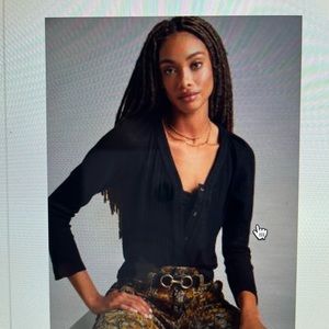 Anthropologie Puff-Sleeve Cardigan Black XS